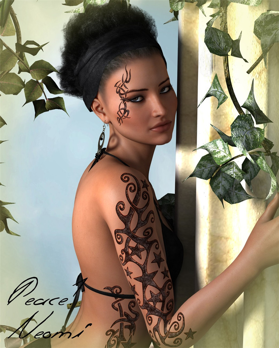 妖娆的女人 纹身 刺青 性感装束 FW Neomi