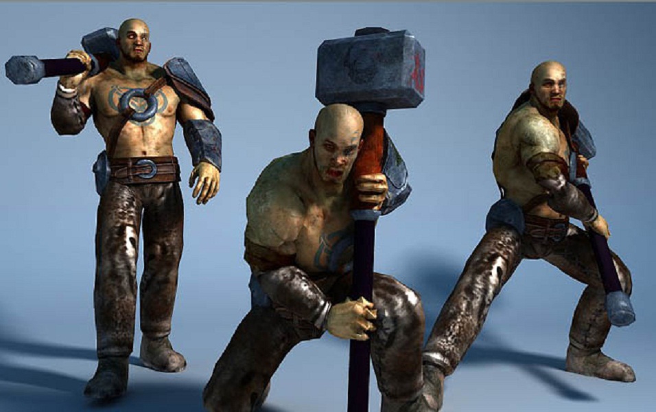 unity3d游戏角色模型高精度男战士3D模型 Dexsoft - Hammer Warrior