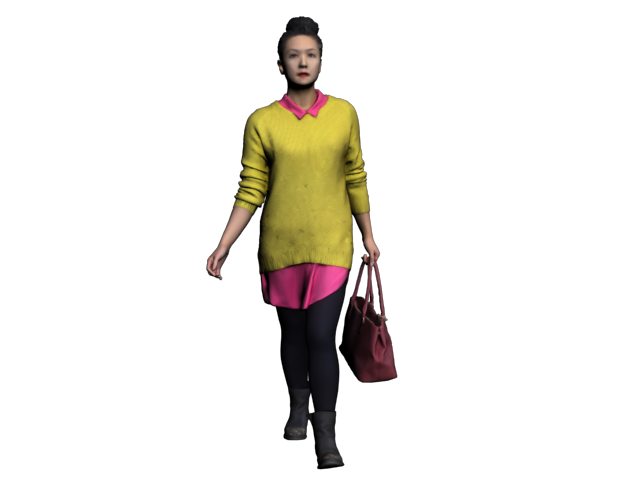 现代人物模型系列 提包黄衫女士