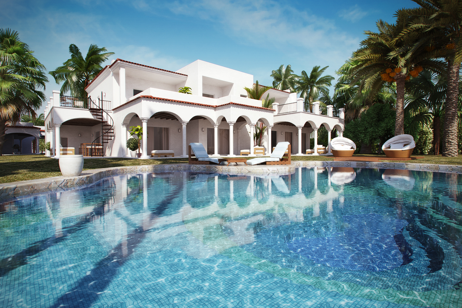 别墅住宅3D模型第二季 带大泳池的欧洲别墅 场景2
