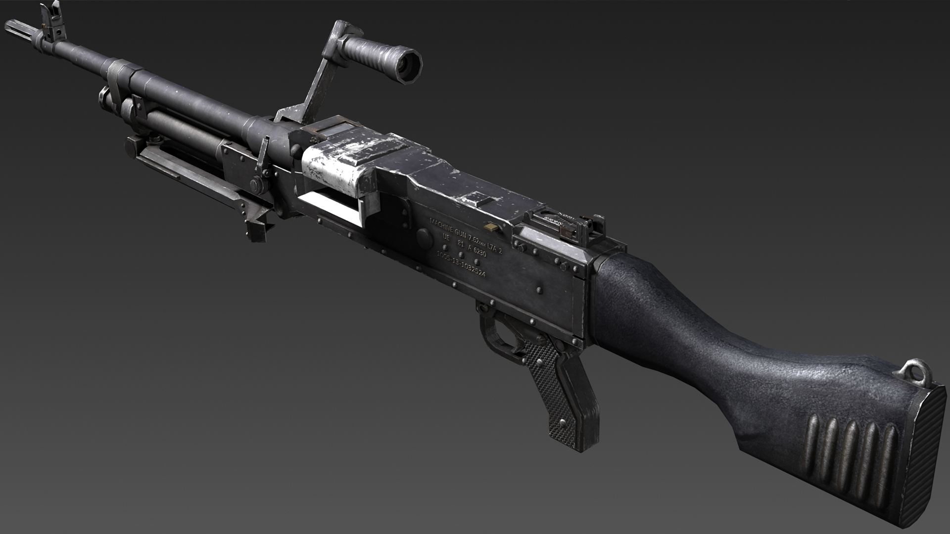 武器装备3D模型 英国7.62毫米L7A2通用机枪