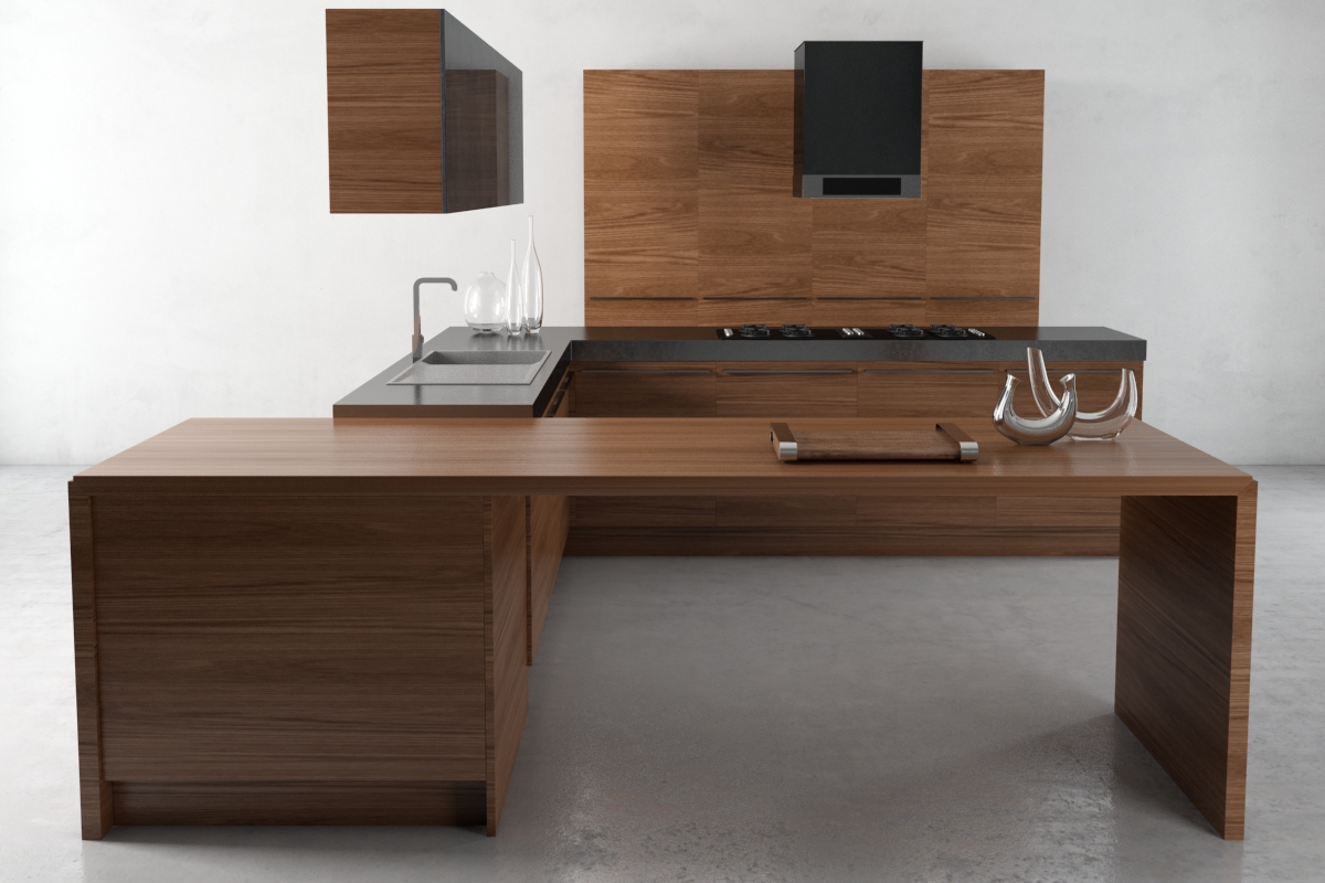 居家厨房装饰3D模型系列 精美的厨房 场景8 实木灶台