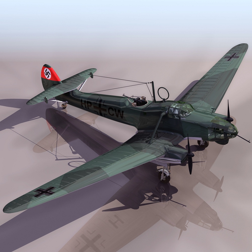 飞机3D模型系列 19-20世纪飞机历史博物馆 二战德国战斗机 FW58