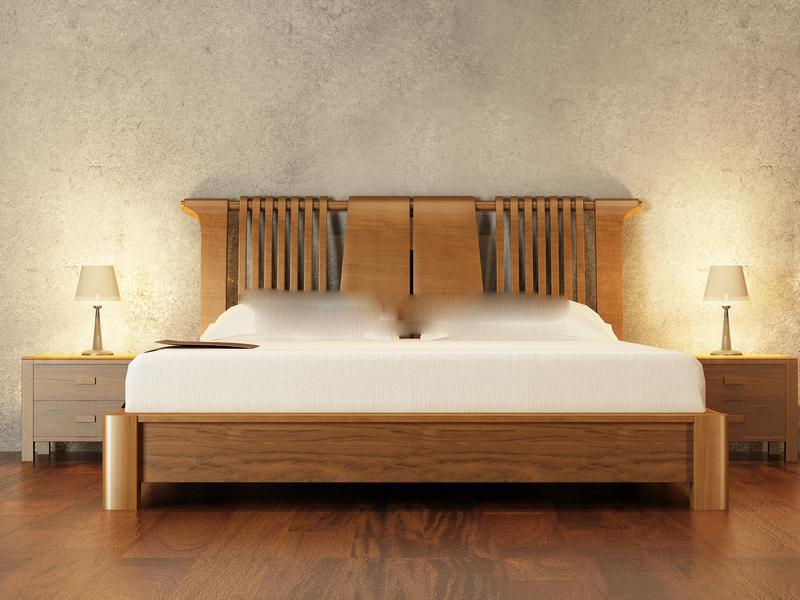 中式木质平板床组合 3d模型下载