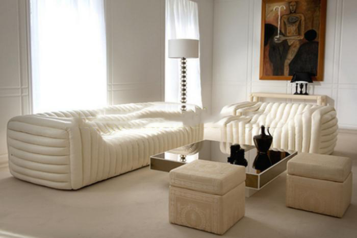 现代白色条形沙发