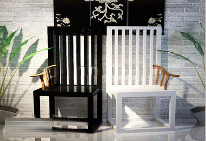 中式实木装饰椅-单扶手椅 3D模型下载