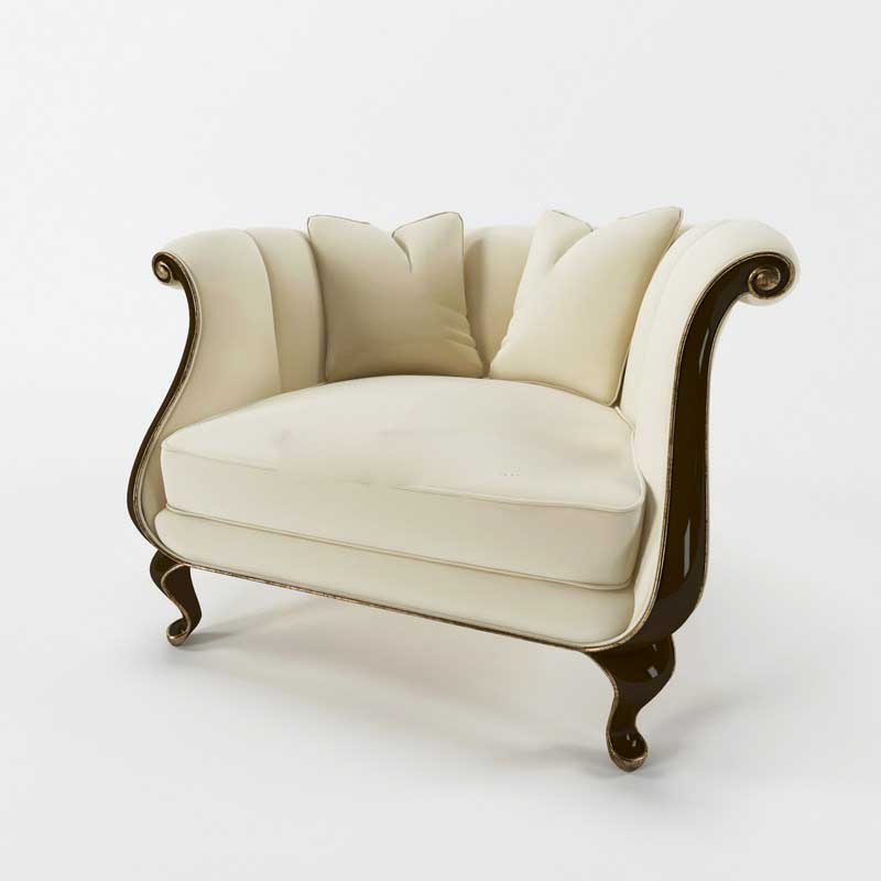 欧式新古典实木白色真皮沙发