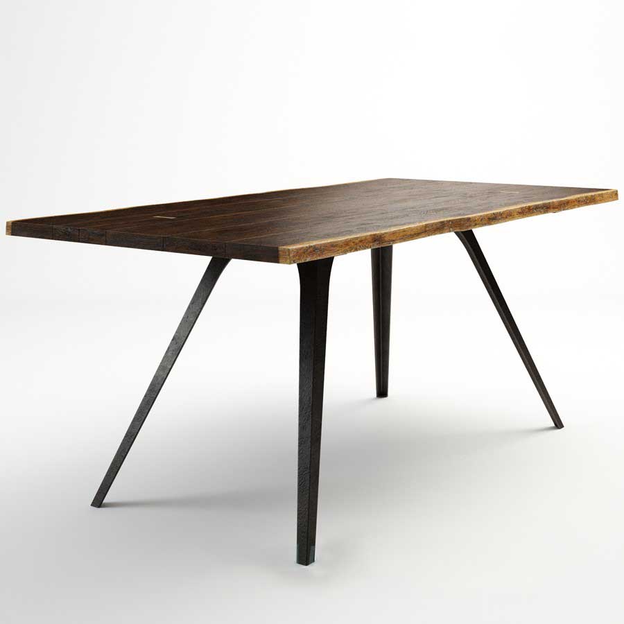 现代工业风格原木金属桌腿桌子1