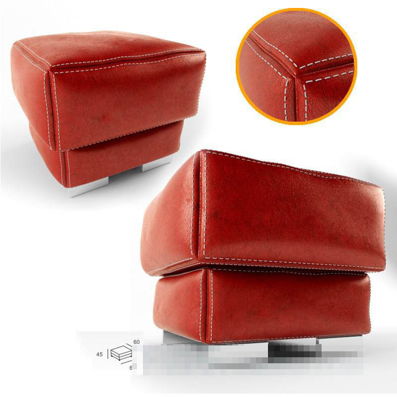 现代简约方形红色沙发凳