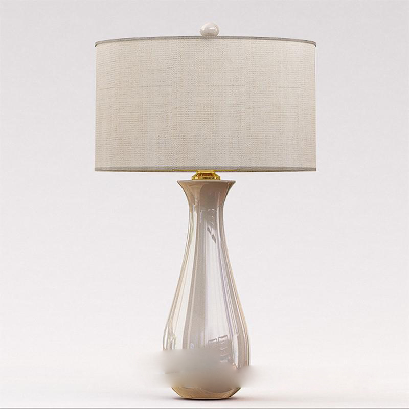 花瓶造型棉麻灯罩陶瓷台灯