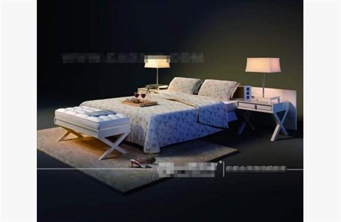 现代木质平板床 3d模型下载