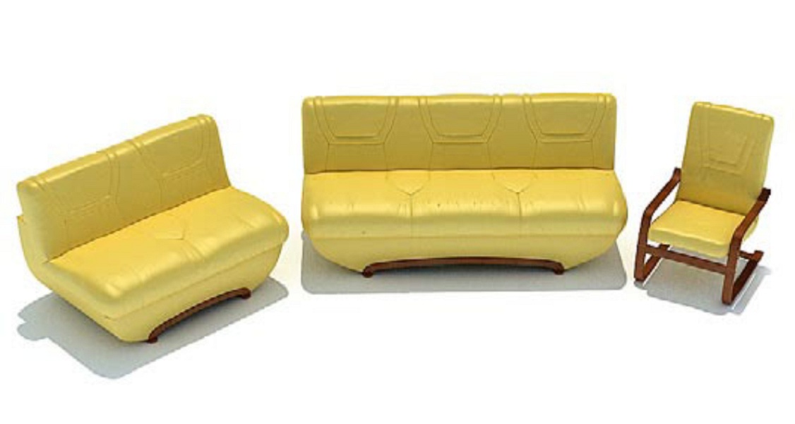 组合沙发 式样5 黄颜色皮质